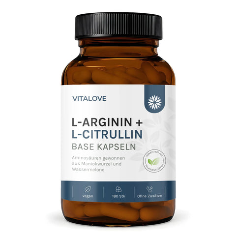 L-Arginin + L-Citrullin Base Kapseln – Maniokwurzel & Wassermelone – 180 Kapseln