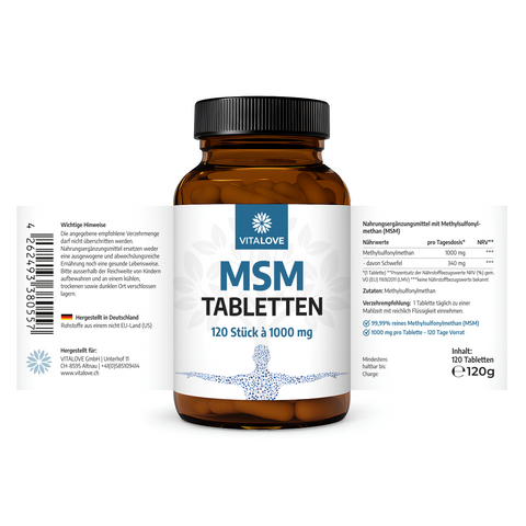 MSM Tabletten 120 Stück – 1000 mg pro Tablette