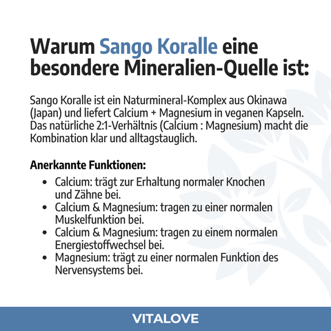 Sango Koralle als natürliche Quelle für Calcium und Magnesium