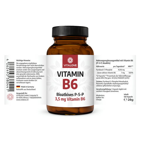 Vitamin B6 Kapseln P-5-P bioaktiv – 7 mg – hochdosiert – 120 Stück