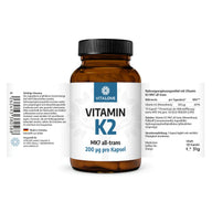Etikett der Vitamin K2 Kapseln mit 200 µg MK7