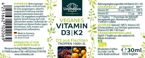 Vitamine D3/K2 Vegan avec D3 de Lichen et K2 de Gnosis - 30 ml