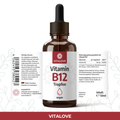 VITALOVE Vitamin B12 Tropfen Flasche vegan 50ml Nahrungsergänzungsmittel Etikett deutsch