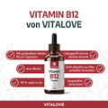 Vitamin B12 Tropfen von VITALOVE, vegan, bioaktiv, ohne Alkohol, hergestellt in Deutschland