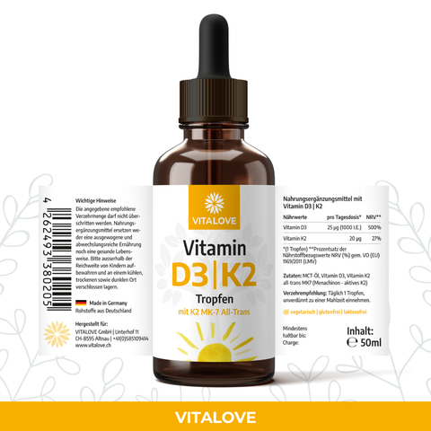 Vitamin D3 / K2 MK7 All-trans - Tropfen 50 ml