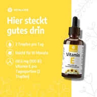 Vitamin E Tropfen in lichtgeschützter Braunglasflasche