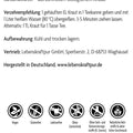 Rückseite Vitanur Bio Grüner Aufwachtee 250g, Zutatenliste, Zubereitung, Bio- und Vegan-Symbole