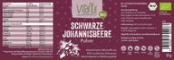 Vitanur Bio Schwarze Johannisbeere Pulver 125g Packung mit Nährwerttabelle, vegan, bio