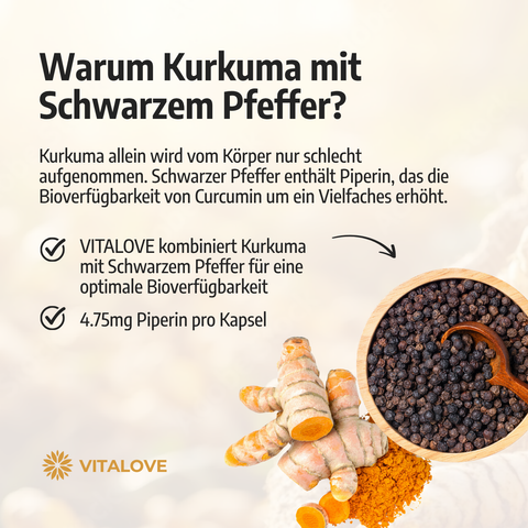 Kurkuma FORTE - mit schwarzem Pfeffer - 100 Kapseln