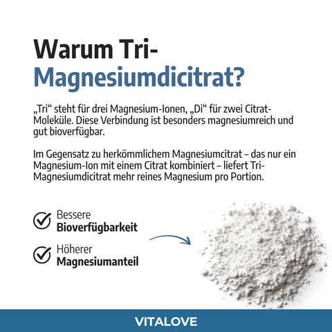 Tri-Magnesium-Dicitrat - 360mg elementares Magnesium - 120 Kapseln