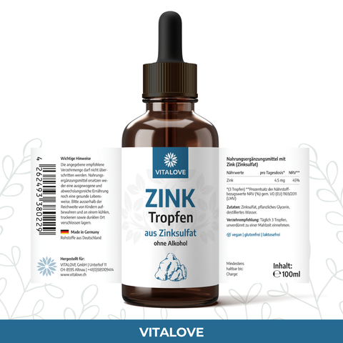 Zink Tropfen (Zinksulfat) - 100 ml (ohne Alkohol)