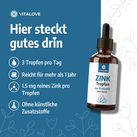 Zink Tropfen (Zinksulfat) - 100 ml (ohne Alkohol)