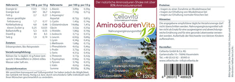 Bio Aminosäuren Vita (natürliche Aminosäuren & Proteine) 120g im Glas