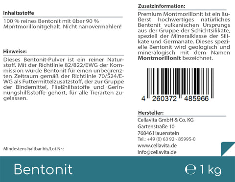 Premium Bentonit Montmorillonit 1kg Pulver im Vorratsbeutel
