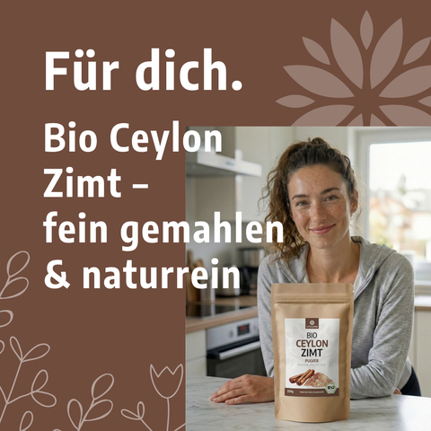 VITALOVE Bio Ceylon Zimt, 250 g – Für-dich-Grafik zum vielseitigen Zimtpulver
