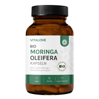 VITALOVE Bio Moringa Oleifera Kapseln, 100 Stück mit je 600 mg Bio-Blattpulver