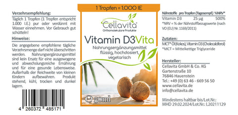Vitamine D3 - 50 ml (1 goutte = 1 000 UI) hautement dosée