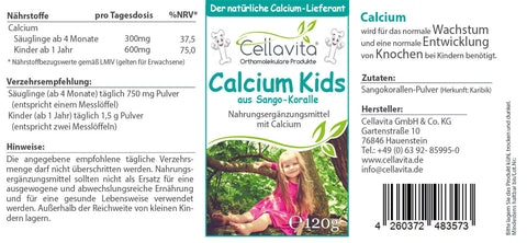 Calcium Kids (fournisseur de calcium naturel) pour enfants - 120 g de poudre