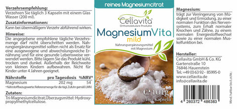 Magnesiumcitrat Vita 'mild' | 180 Kapseln im Glas