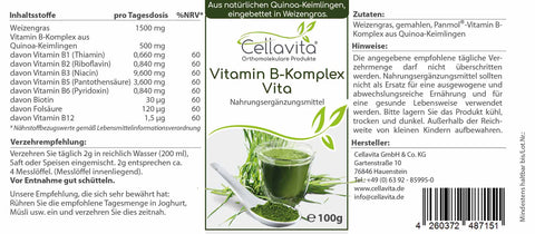 Complexe de vitamines B Vita 50 jours d'approvisionnement 100 g dans un verre