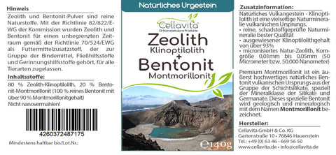 Natur Zeolith + Bentonit 140 g Pulver im Glas