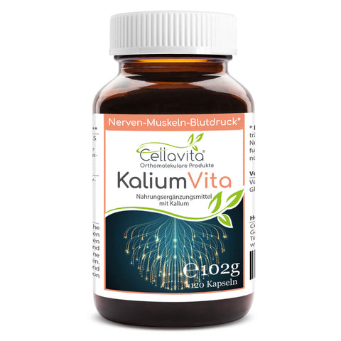 Kalium - 120 Kapseln im Glas - (Nerven-Muskeln-Blutdruck)