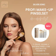 Professional Make-up Brush Set Silver Ionic - 7-Piece, Vegan + Antibacterial for Decorative Cosmetics