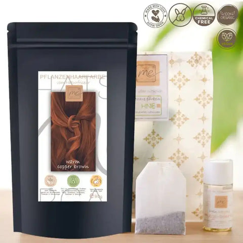 Tinta professionale per capelli vegetale SET rame caldo "warm copper brown"