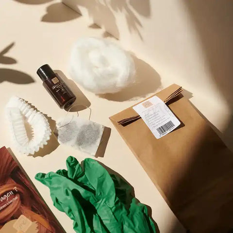 Basic Accessory Set for Plant Hair Colours (Cotton, Shampoo, Gloves, Cap, Black Tea, Instructions)