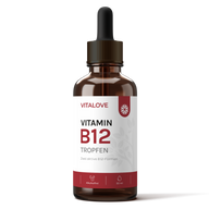 VITALOVE Vitamin B12 Tropfen, bioaktiv und alkoholfrei, 50 ml – Produktflasche von vorne