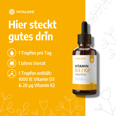 VITALOVE Vitamin D3 K2 Tropfen: Dosierung und Angaben zur täglichen Portion
