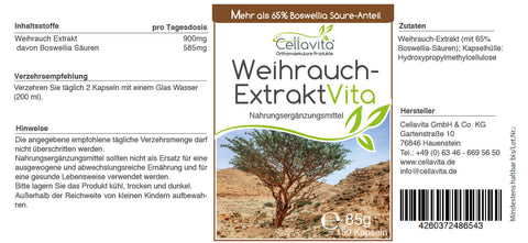 Weihrauch-Extrakt Vita | 150 Kapseln im Glas (>65% Boswellia-Säuren-Anteil)