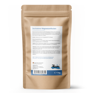 Rückseite der 1-kg-Packung VITALOVE Zechsteiner Magnesium Flocken mit Produktetikett