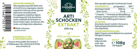 Artischocken-Extrakt - 600 mg - 150 Kapseln