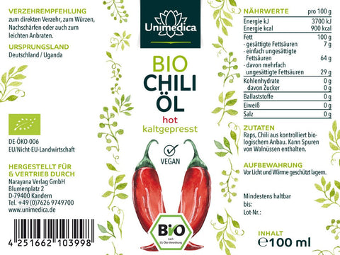 Bio Chiliöl - hot - kaltgepresst - 100 ml
