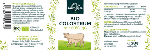 Bio Colostrum - 600 mg - mit 60% IgG - 60 Kapseln