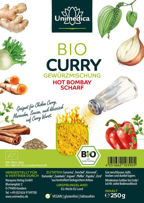 Bio Curry Gewürzmischung - Hot Bombay - 250 g