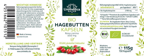 Bio Hagebutten - 650 mg - 150 Kapseln