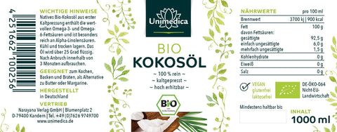 Bio Kokosöl nativ - 1000 ml