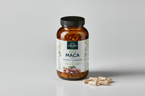 Bio Maca Rot - 3.000 mg pro Tagesdosis - plus Vitamin C aus Bio Acerola - 180 Kapseln
