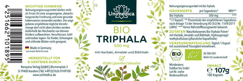 Bio Triphala - 500 mg pro Tagesdosis - 180 Kapseln
