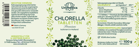 Chlorella Premium - Tabletten - 3 g Tagesdosis - kultiviert in Holland