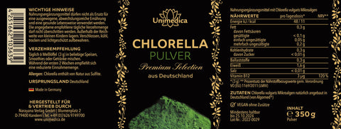 Chlorella Pulver Premium Selection - 350 g - kultiviert in Deutschland