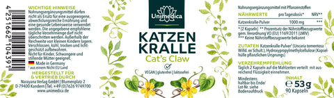 Katzenkralle - Cat´s Claw - 1000 mg pro Tagesdosis - 90 Kapseln