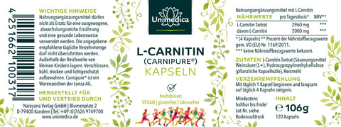 L-Carnitin (Carnipure®) - 740 mg - 120 Kapseln