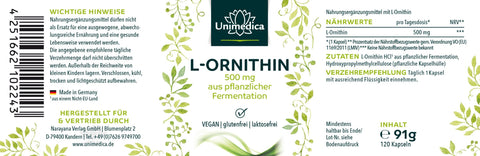 L-Ornithin - 500 mg - 120 Kapseln