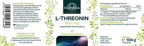 L-Threonin - 500 mg - 120 Kapseln