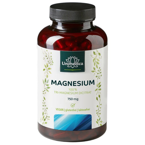 Magnesium - Tri-Magnesium Dicitrat - 360 mg elementares Magnesium pro Tagesdosis - 180 Kapseln