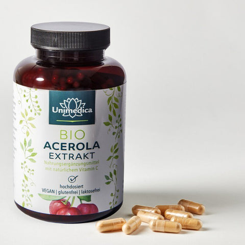 Natürliches Vitamin C - Bio Acerola Extrakt - 180 Kapseln