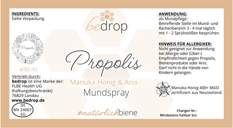 Propolis Halsspray / Mundspray mit Manuka Honig & Anis - 30ml